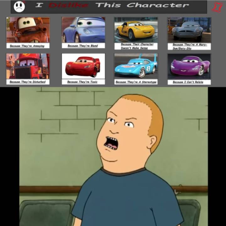 Bobby Hill hates CARS-HATER-2006 art by ThatOneMuppetFan on Sketchers ...
